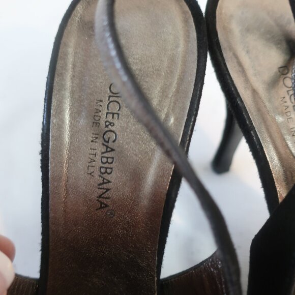 Authentic Womens Dolce & Gabbana Black Suede Slingback Heels Pumps 38.5 US/8.5 - Picture 9 of 15